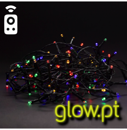 Conjunto Luz de Natal 50 LEDS Multicor Comando IR 3xAA 5m