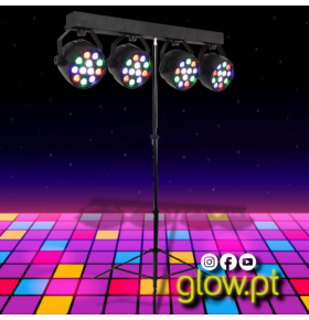 Conjunto 4 Projectores PAR LED RGB + Suporte Boost