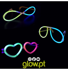 Óculos Glow (Aviador, Coração, Infinito) Pack 25