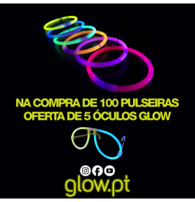 Pulseiras Glow Multicor (Pack 100) OFERTA 5 ÓCULOS