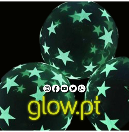 Balões Latex Estrelas Glow in the Dark